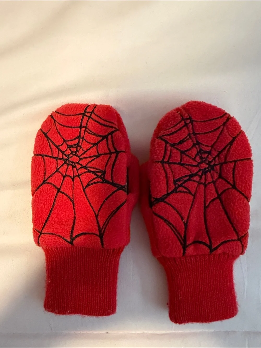 GAP Kids Spider-Man Mittens with Black Spider Web Design